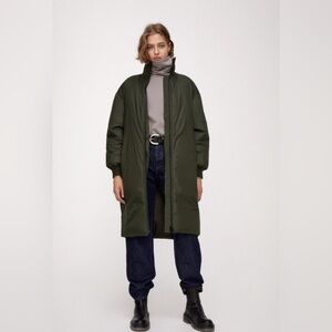 LIKE NEW Zara Forrest Green Puffer Jacket with Yellow Details